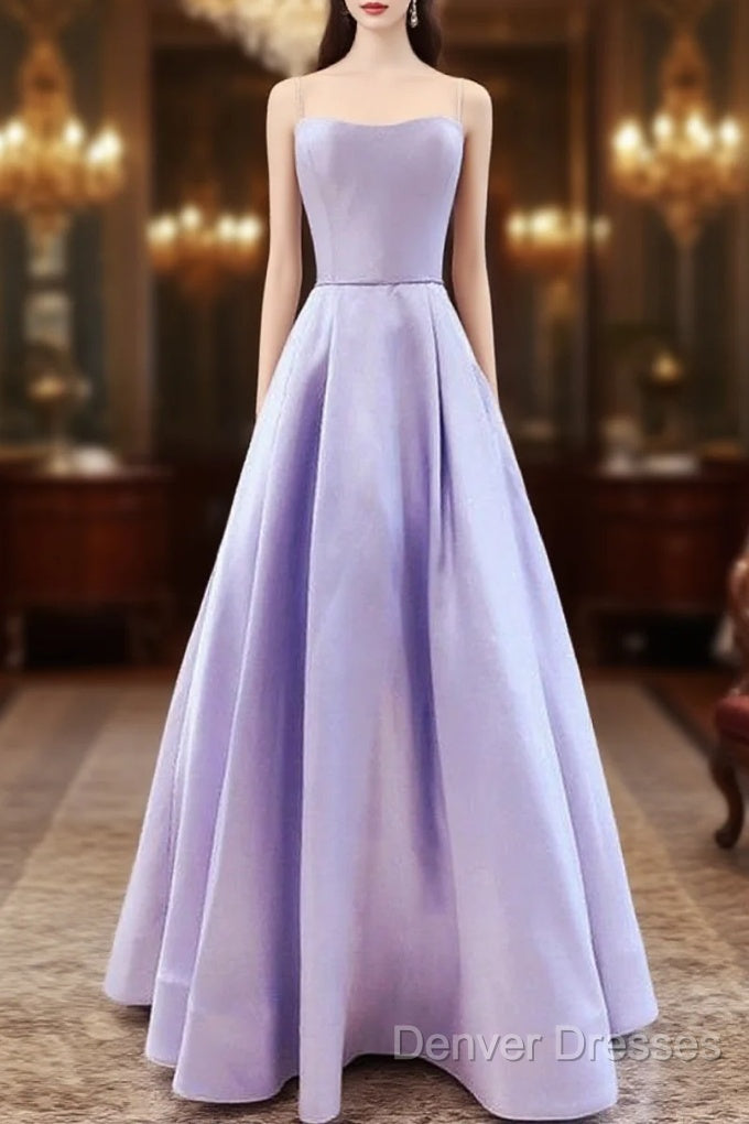 Spaghetti Straps Prom Dress Satin Floor Length Main image
