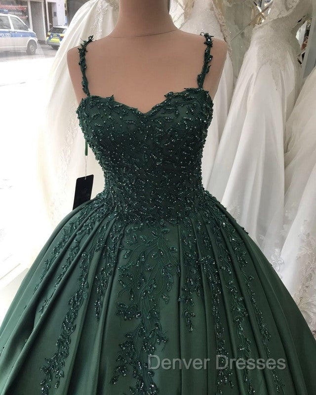 Spaghetti Straps Quinceanera Dress Sweetheart Ball Gown Lace Beaded