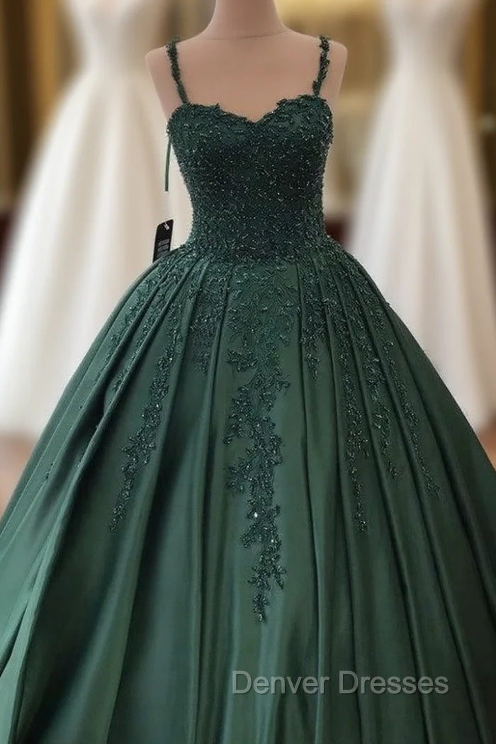 Spaghetti Straps Quinceanera Dress Sweetheart Ball Gown Lace Beaded Main image