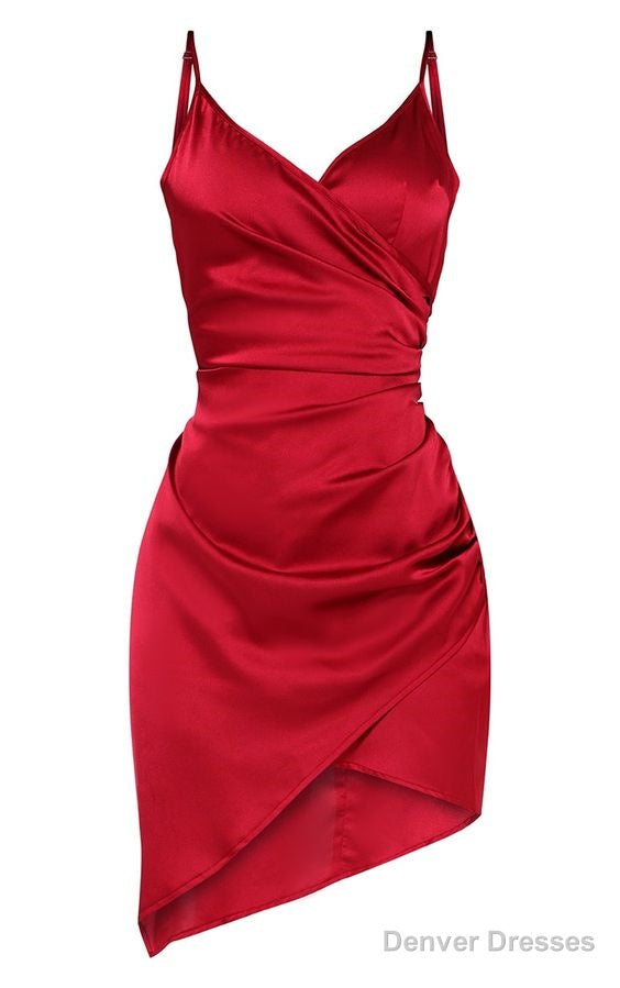 Spaghetti Straps Satin Short Homecoming Dress Main image
