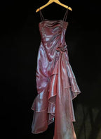 Spaghetti Straps Scoop Homecoming Dress, Mermaid Ruffled Prom Dress