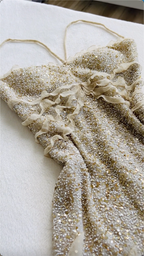 Spaghetti Straps Sequin Long Evening Prom Dress With Slit