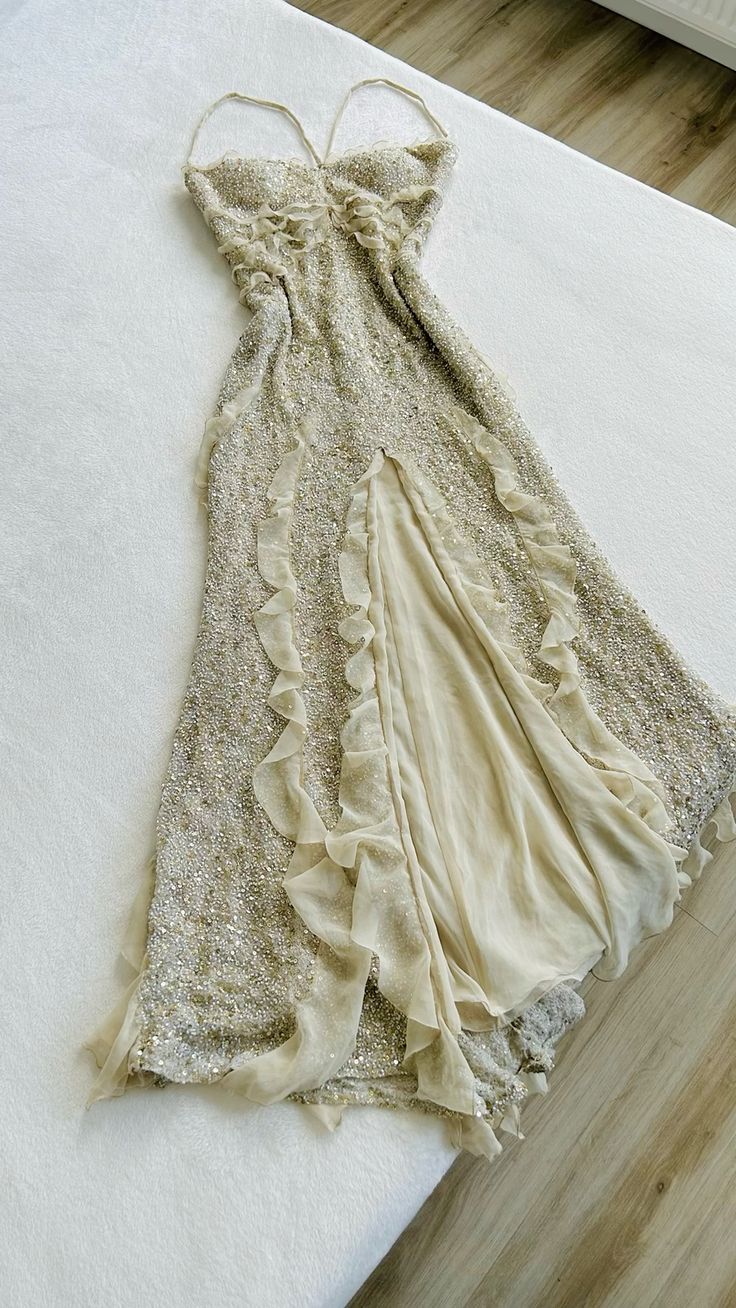 Spaghetti Straps Sequin Long Evening Prom Dress With Slit Main image