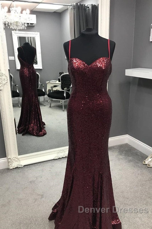 Spaghetti Straps Sweetheart Mermaid Sequins Prom Dress Secondary image