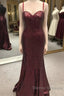 Spaghetti Straps Sweetheart Mermaid Sequins Prom Dress