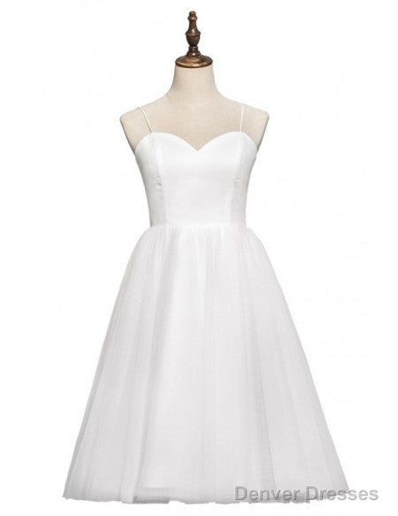 Spaghetti Straps Tea Length 80S Vintage Ballet Wedding Dress Secondary image