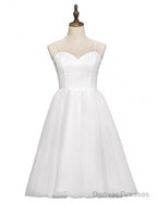 Spaghetti Straps Tea Length 80S Vintage Ballet Wedding Dress