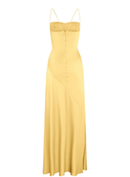 Spaghetti Strps Yellow Slit Long Prom Dress