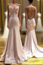 Pink Spaghetti Straps Mermaid Long Prom Dress, Simple Formal Gown