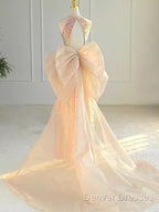 Sparkle A Line Scoop Neckline Sequin Gold Long Prom Dress