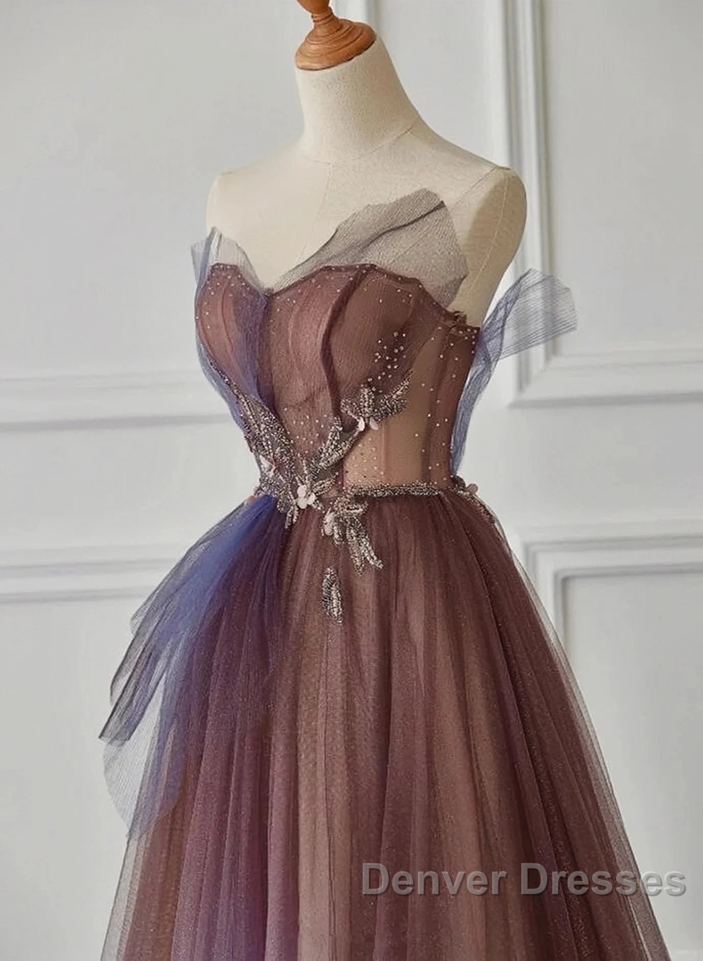 Sparkle Purple Beading Ruffles Tulle Prom Dress Secondary image