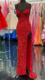 Sparkle Red Bodycon Sequined Long Prom Dress