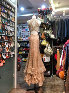 Sparkling Pink Mermaid Halter Neck Crossback Backless Tulle Long Prom Dress Evening Dress