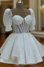 Sparkly A Line Short Cocktail Dress White Sequin 18Th Birthday Outfits
