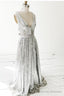 Sparkly A-line Silver Sequin Prom Dresses with V-neckline