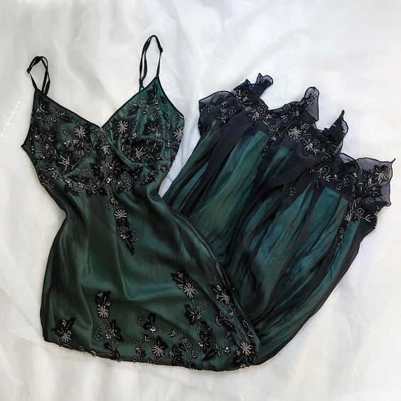 Sparkly A Line Spaghetti Straps Dark Green Long Prom Dress