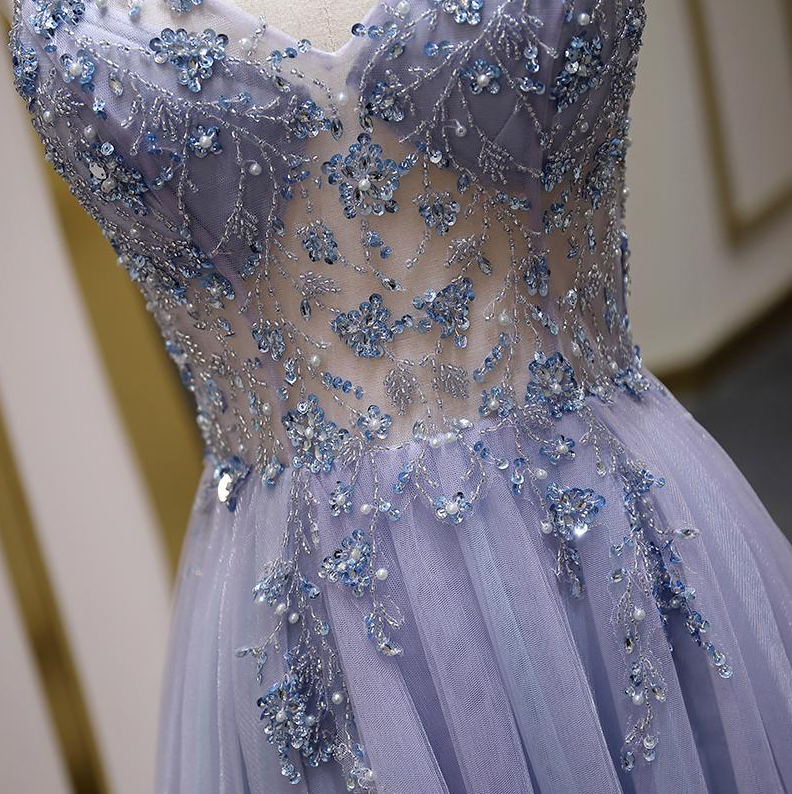Sparkly A Line Spaghetti Straps Long Prom Dress, Evening Party Dress