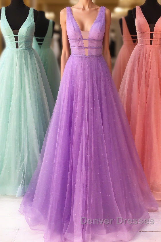 Sparkly A Line V Neck and V Back Prom Dress with Thin Belt, Formal Graduation Evening Dress Main image