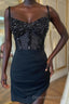 Sparkly Black Corset Sequin Tight Homecoming Dress