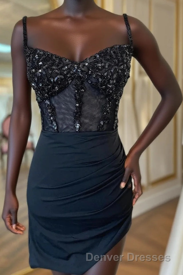 Sparkly Black Corset Sequin Tight Homecoming Dress Main image