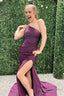 Sparkly Grape Sequins Mermaid Long Prom Dress with Slit