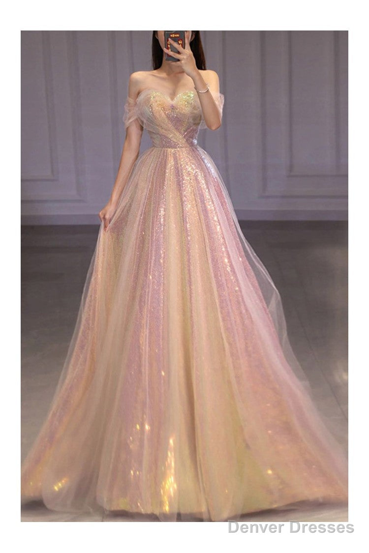 Sparkly Long Pink Off Shoulder Bling Prom Dress Secondary image