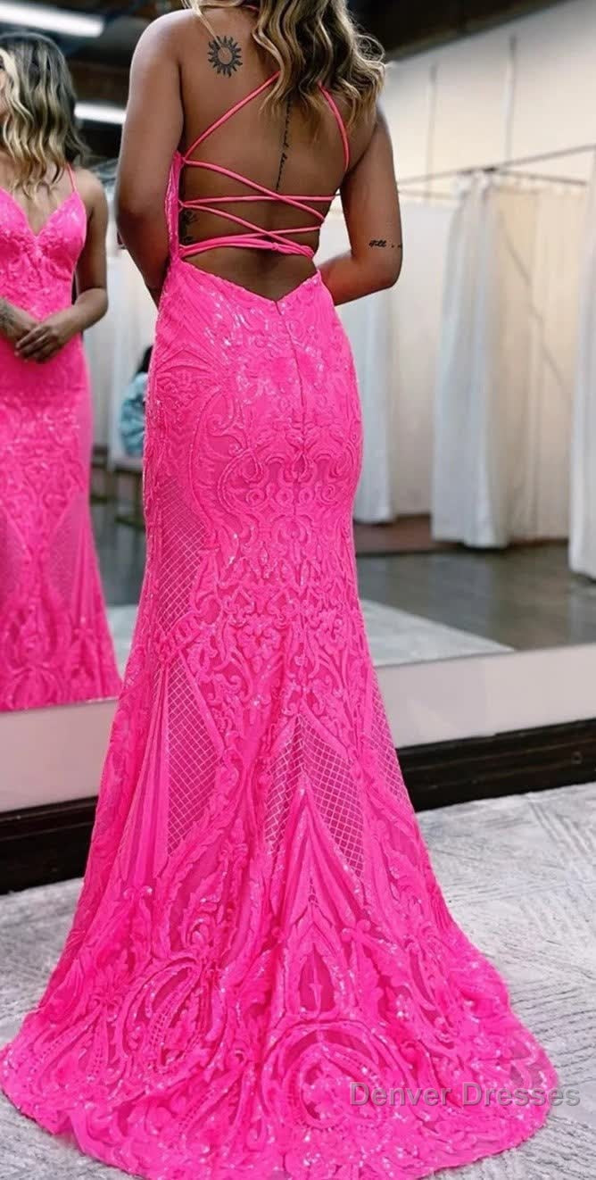 Sparkly Mermaid Backless Hot Pink Sequins Long Prom Dress Secondary image