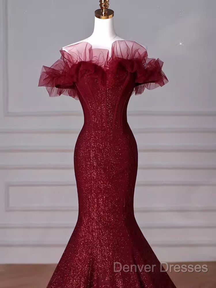 Sparkly Mermaid Burgundy Sequin Long Prom Dress Party Dress Secondary image
