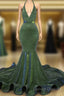 Sparkly Mermaid Halter Ruffles Prom Dress