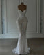 Sparkly Mermaid Spaghetti Straps White Sequin Beaded Wedding Dress Long Bridal Gown Wedding Dress