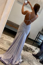 Sparkly Mermaid Spaghetti Straps White Sequins Long Prom Dress