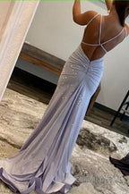 Sparkly Mermaid Spaghetti Straps Yellow Sequins Long Prom Dress