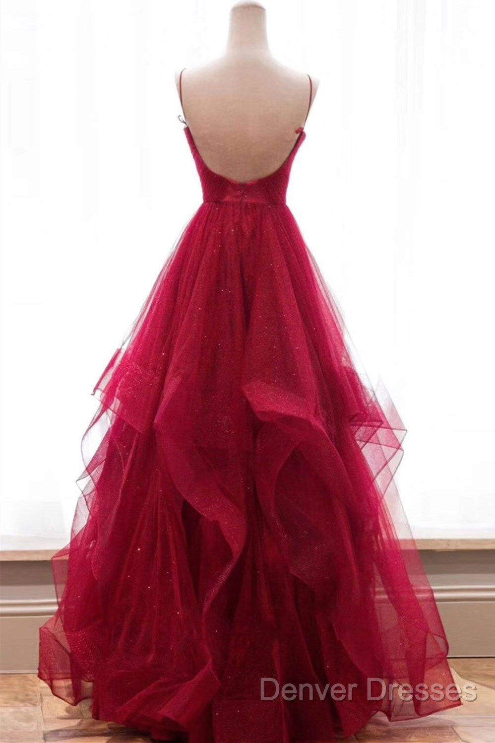 Sparkly Prom Dress V Neckline, Long Homecoming Dress, Formal Dress