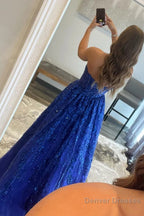 Sparkly Red Long Prom Dress with Pockets