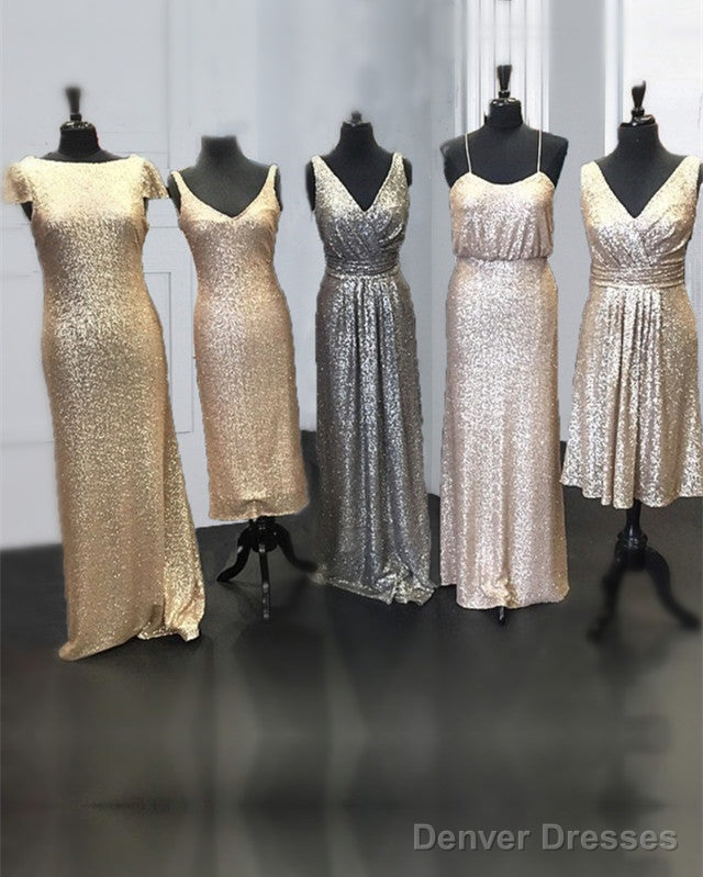 Sparkly Sequin Bridesmaid Dresses Mismatched Main image