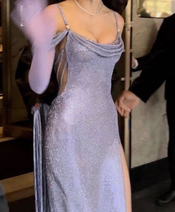 Sparkly Sequins Spaghetti Straps Sequin Side Slit Prom Dress Secondary image