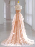 Sparkly Sheath Champagne Sequin Long Prom Dress Party Dress