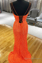 Sparkly Turquoise Mermaid Sequins Long Prom Dress with Fringes