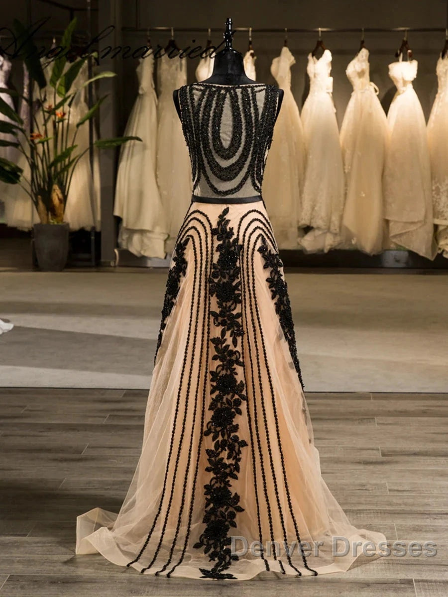 Special A-Line/Princess Crew Sleeveless Applique With Beading Organza Floor-Length Wedding Dress