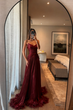 Special A Line Sweetheart Pleated Chiffon Pink Sleeveless Feathers Long Prom Dress Inspo Prom Gown