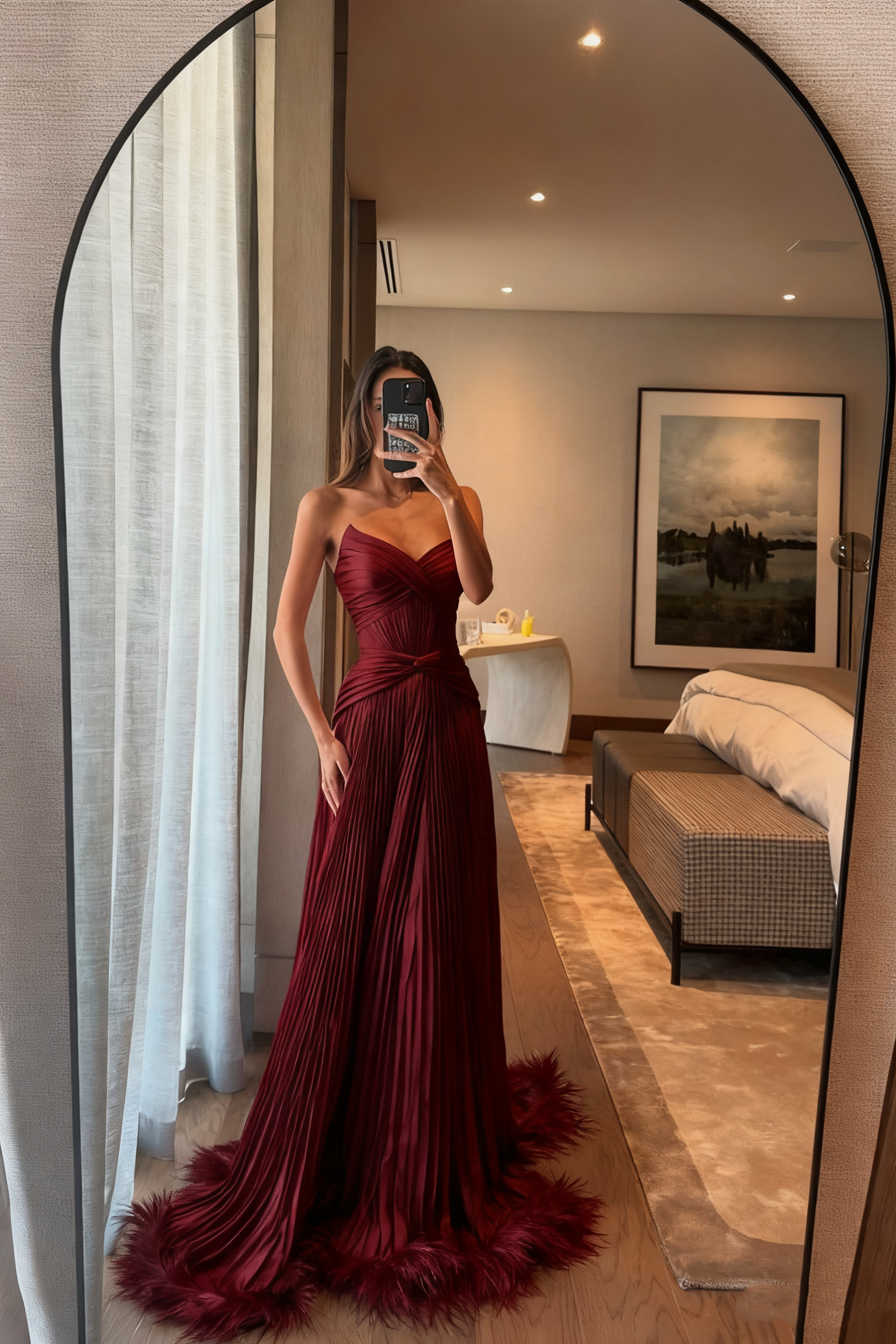 Special A Line Sweetheart Pleated Chiffon Pink Sleeveless Feathers Long Prom Dress Inspo Prom Gown