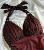 Special Gradient Color Burgundy Prom Dress, Tie Halter Date/Birthday Party Dress