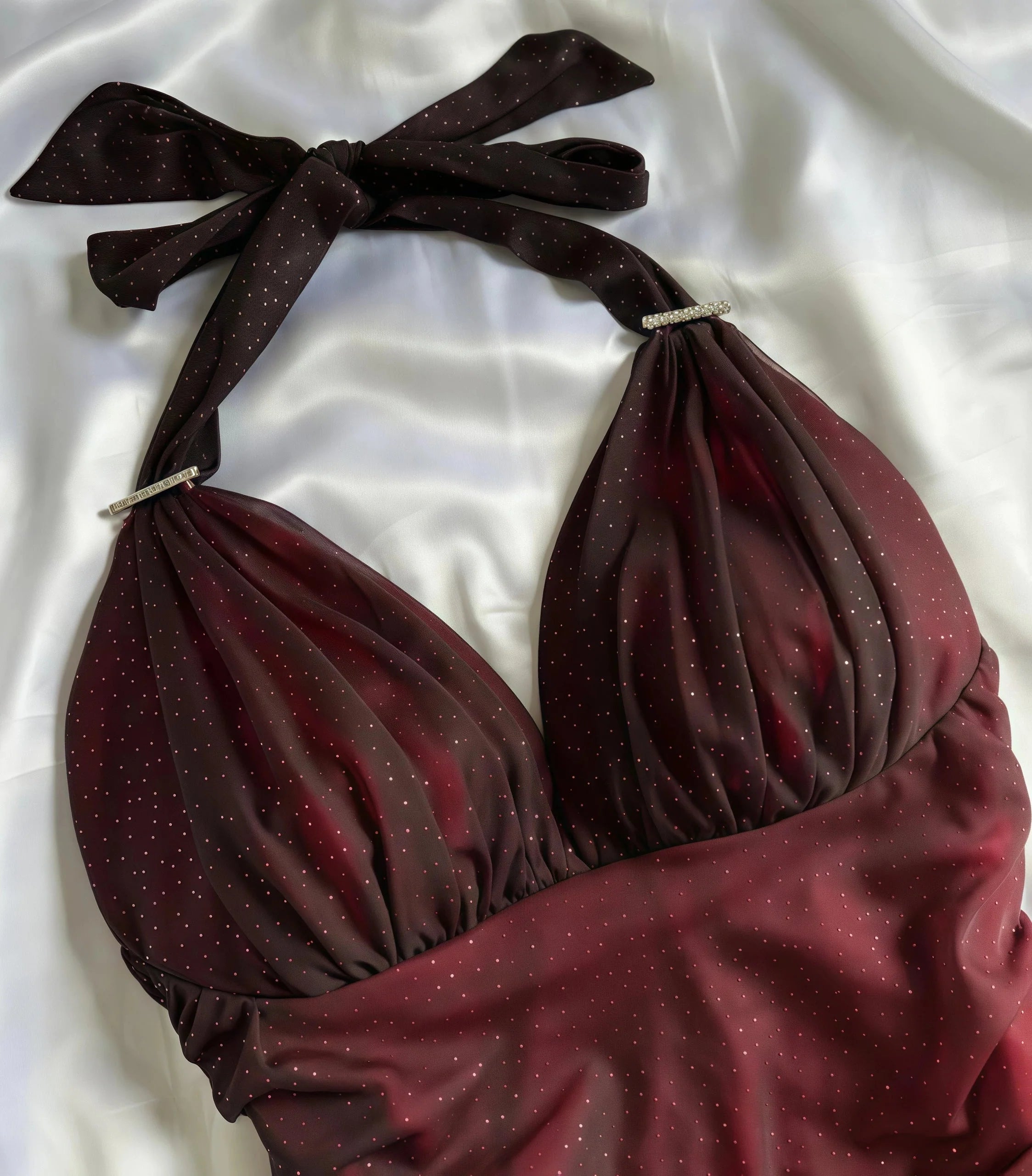 Special Gradient Color Burgundy Prom Dress, Tie Halter Date/Birthday Party Dress