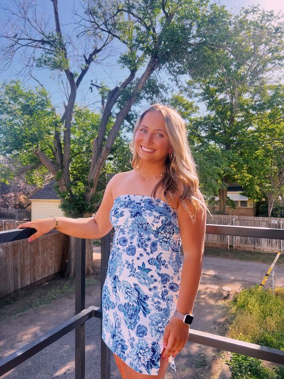 Spring Fling Dress, Strapless Floral Print Homecoming Dress, Mini Party Dress