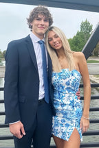 Spring Fling Dress, Strapless Floral Print Homecoming Dress, Mini Party Dress