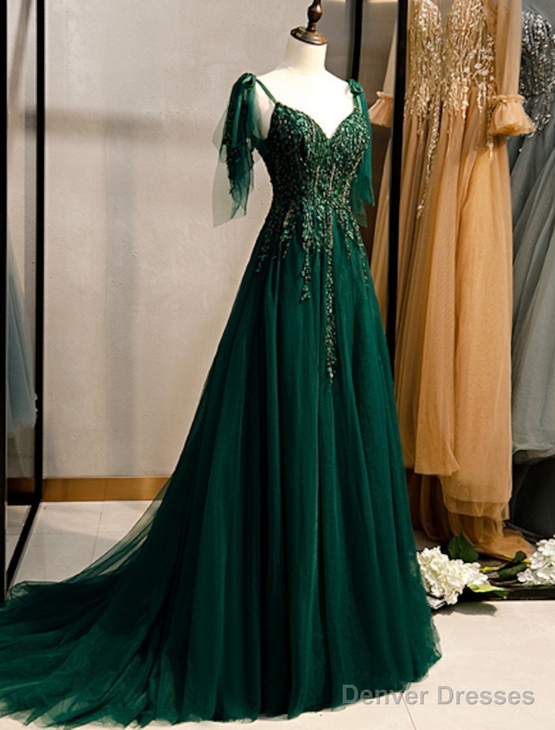 A-Line Party Dress Elegant Engagement Formal Evening Birthday Dress Spaghetti Strap Sleeveless Sweep Secondary image