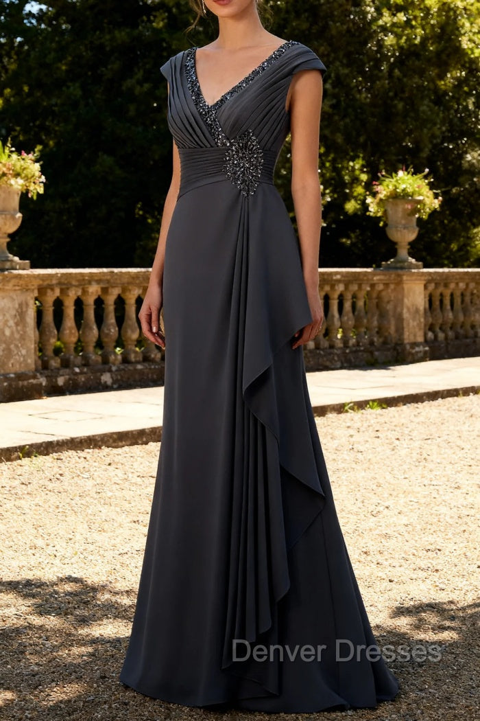 Steel Grey Mermaid Ruffle Chiffon Mother of The Bride Dress Main image