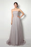 Strapless A Line Chiffon Long Silver Bridesmaid Dresses