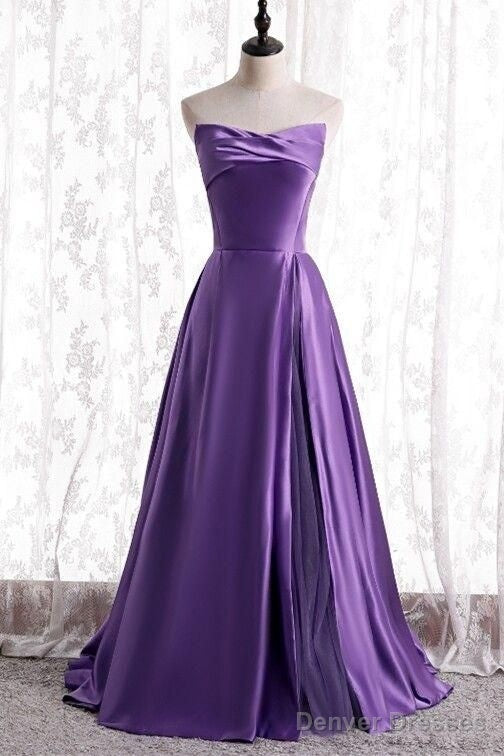 Strapless A-Line Purple Long Prom Dress Main image