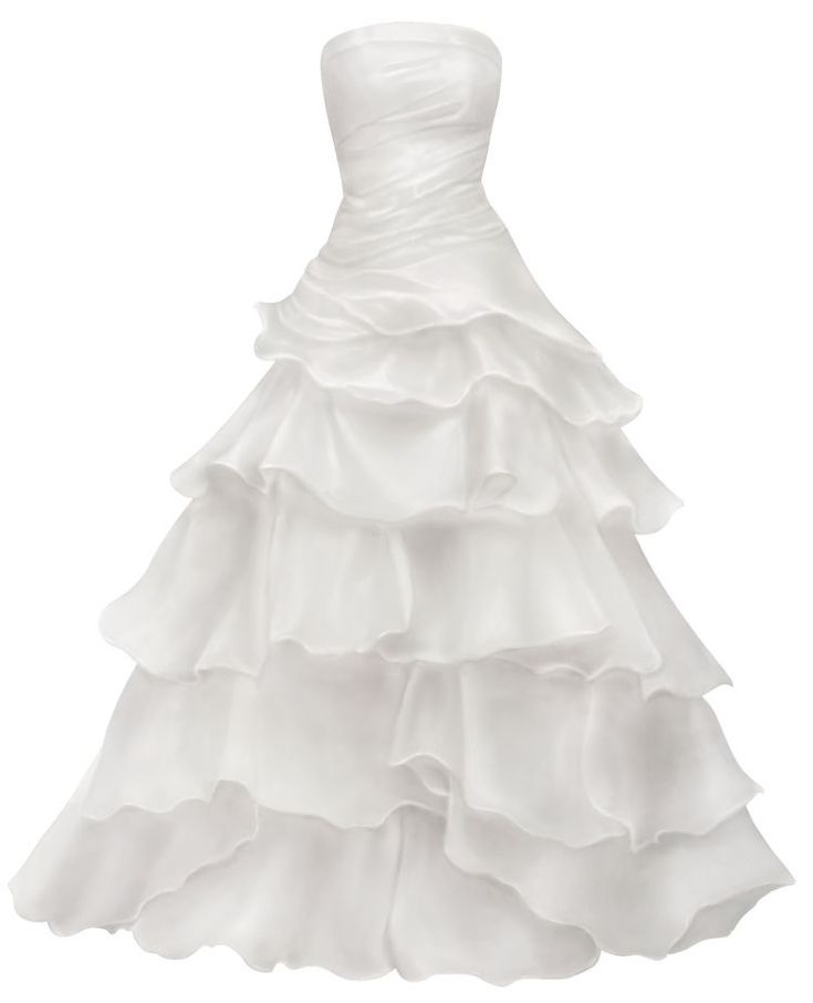 Strapless A Line Ruffle Long Prom Dress Layered Wedding Dress Main image